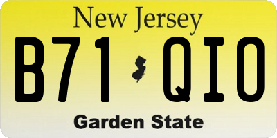 NJ license plate B71QIO