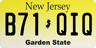 NJ license plate B71QIQ