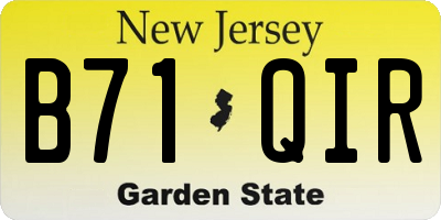 NJ license plate B71QIR