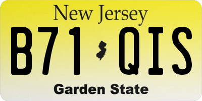 NJ license plate B71QIS