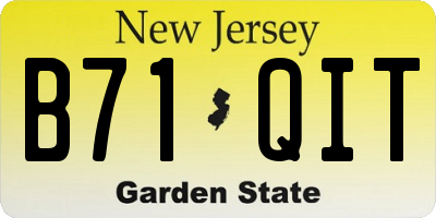 NJ license plate B71QIT