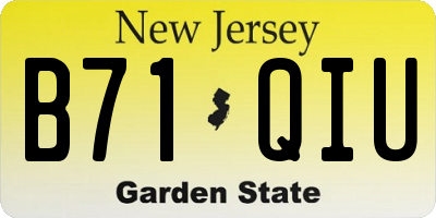 NJ license plate B71QIU