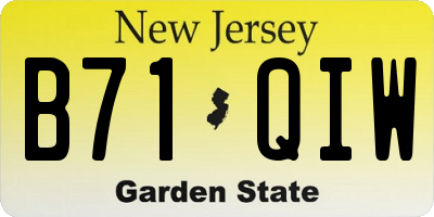 NJ license plate B71QIW