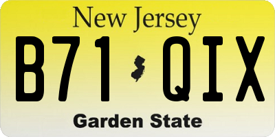 NJ license plate B71QIX