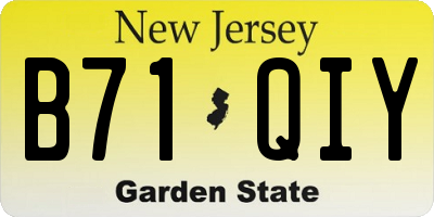 NJ license plate B71QIY