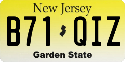 NJ license plate B71QIZ