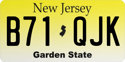 NJ license plate B71QJK