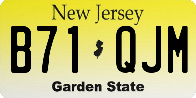NJ license plate B71QJM