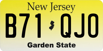 NJ license plate B71QJO