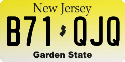 NJ license plate B71QJQ