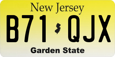 NJ license plate B71QJX