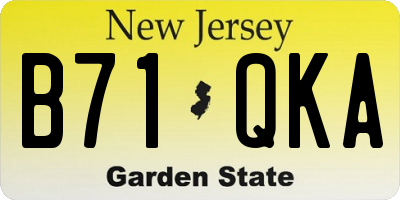 NJ license plate B71QKA