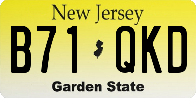 NJ license plate B71QKD