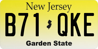 NJ license plate B71QKE