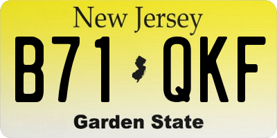 NJ license plate B71QKF