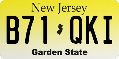 NJ license plate B71QKI