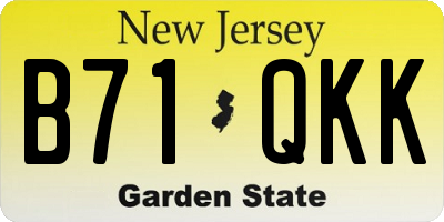 NJ license plate B71QKK
