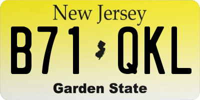 NJ license plate B71QKL