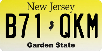 NJ license plate B71QKM