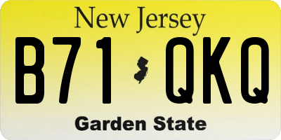 NJ license plate B71QKQ