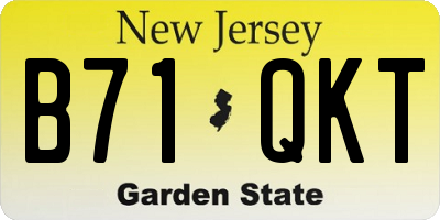 NJ license plate B71QKT