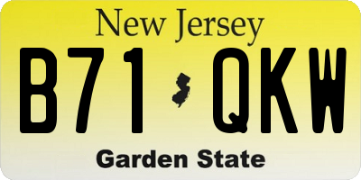 NJ license plate B71QKW