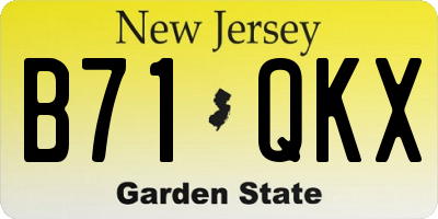 NJ license plate B71QKX