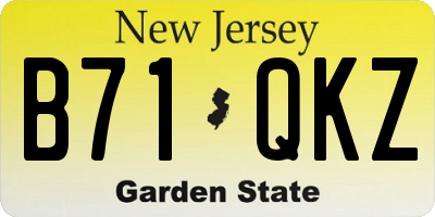 NJ license plate B71QKZ