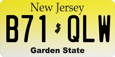 NJ license plate B71QLW