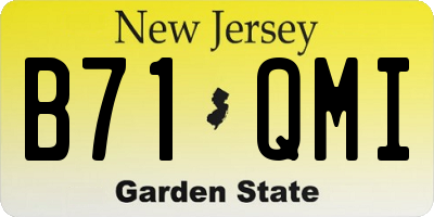 NJ license plate B71QMI
