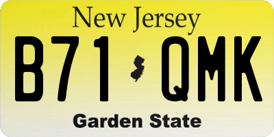 NJ license plate B71QMK