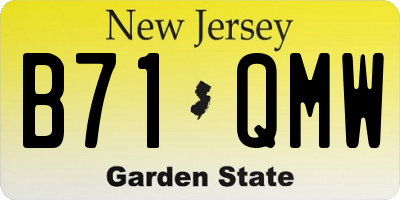 NJ license plate B71QMW