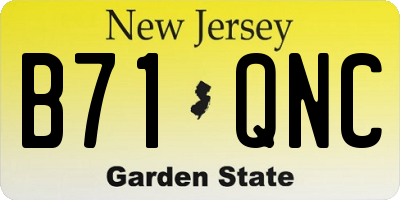 NJ license plate B71QNC