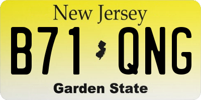 NJ license plate B71QNG