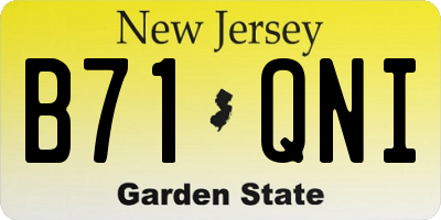 NJ license plate B71QNI