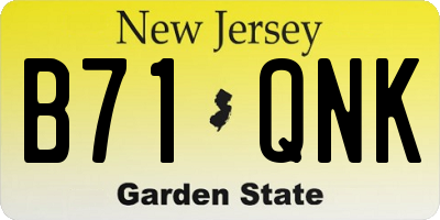 NJ license plate B71QNK