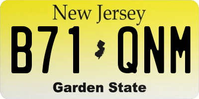NJ license plate B71QNM