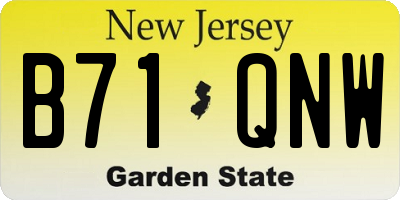 NJ license plate B71QNW