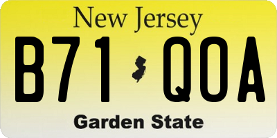 NJ license plate B71QOA