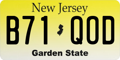 NJ license plate B71QOD