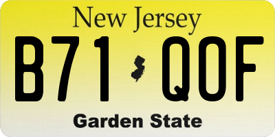 NJ license plate B71QOF