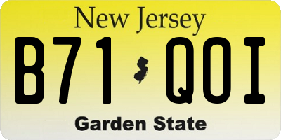NJ license plate B71QOI