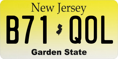 NJ license plate B71QOL