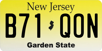 NJ license plate B71QON