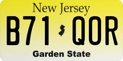 NJ license plate B71QOR