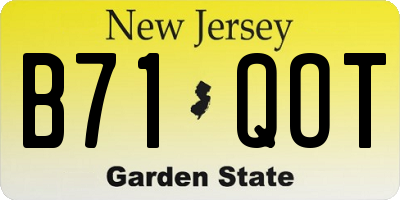 NJ license plate B71QOT