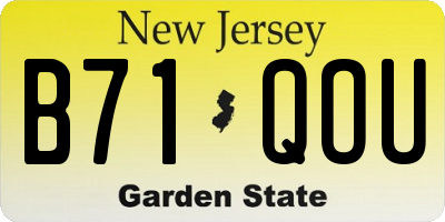 NJ license plate B71QOU