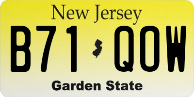 NJ license plate B71QOW