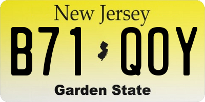 NJ license plate B71QOY