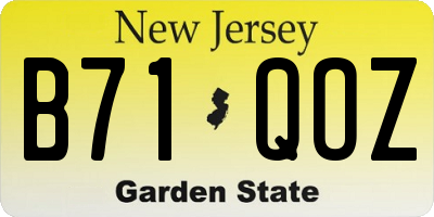 NJ license plate B71QOZ
